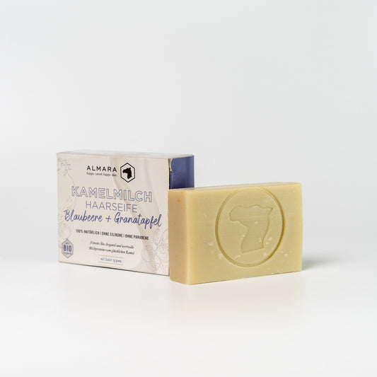 Haarwaschseife mit Kamelmilch, Argan, Blaubeere & Granatapfel